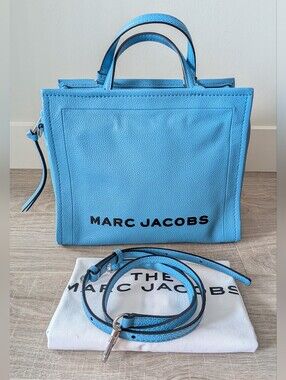 Authentic Marc Jacobs Blue Pebbled Leather Crossbody Satchel Tote Bag + Dustbag